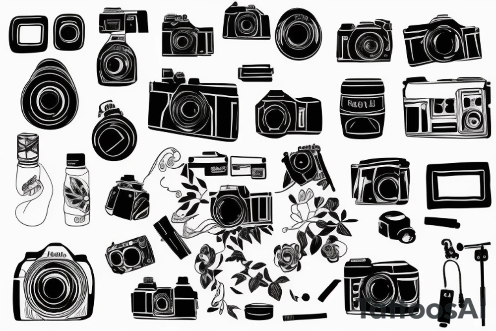 Camera with lens life tattoo idea