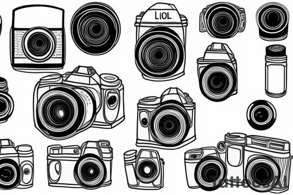 Camera with lens life tattoo idea