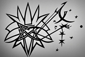 Sigil of a spear going up stars coming off it tattoo idea