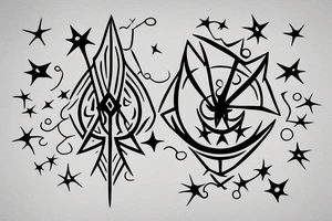 Sigil of a spear going up stars coming off it tattoo idea