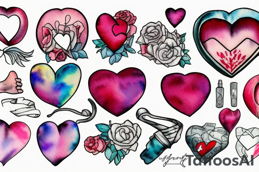 Mirror with a bandaged heart inside tattoo idea