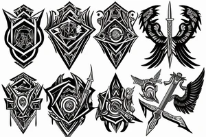 Shoulder and tricep sword and wings tattoo idea