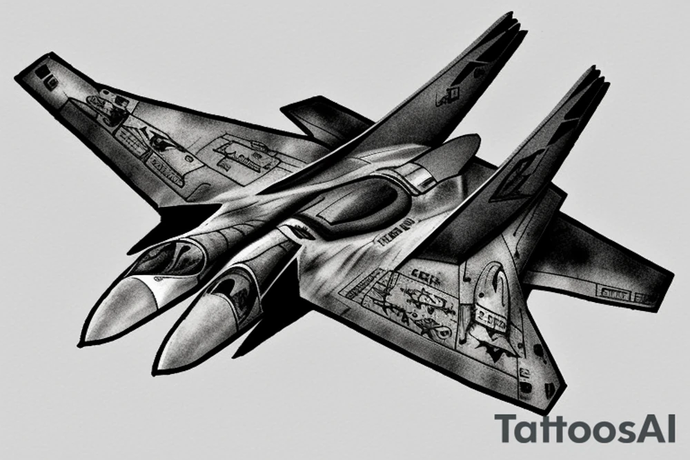F-22 Raptor shooting at a war Ship tattoo idea