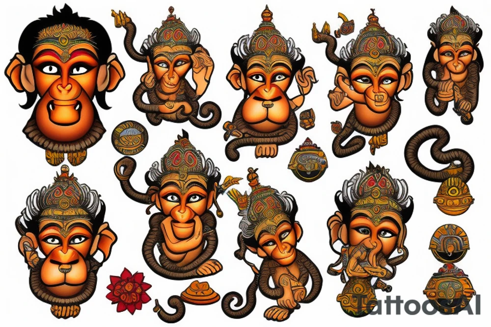 Hanuman the Hindu monkey god tattoo idea