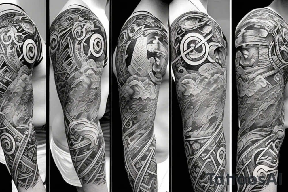 Sleeve wisdom time warrior tattoo idea