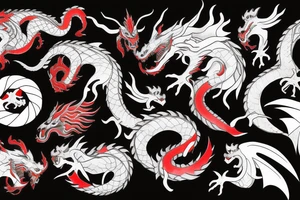 dragon black grey red tattoo idea