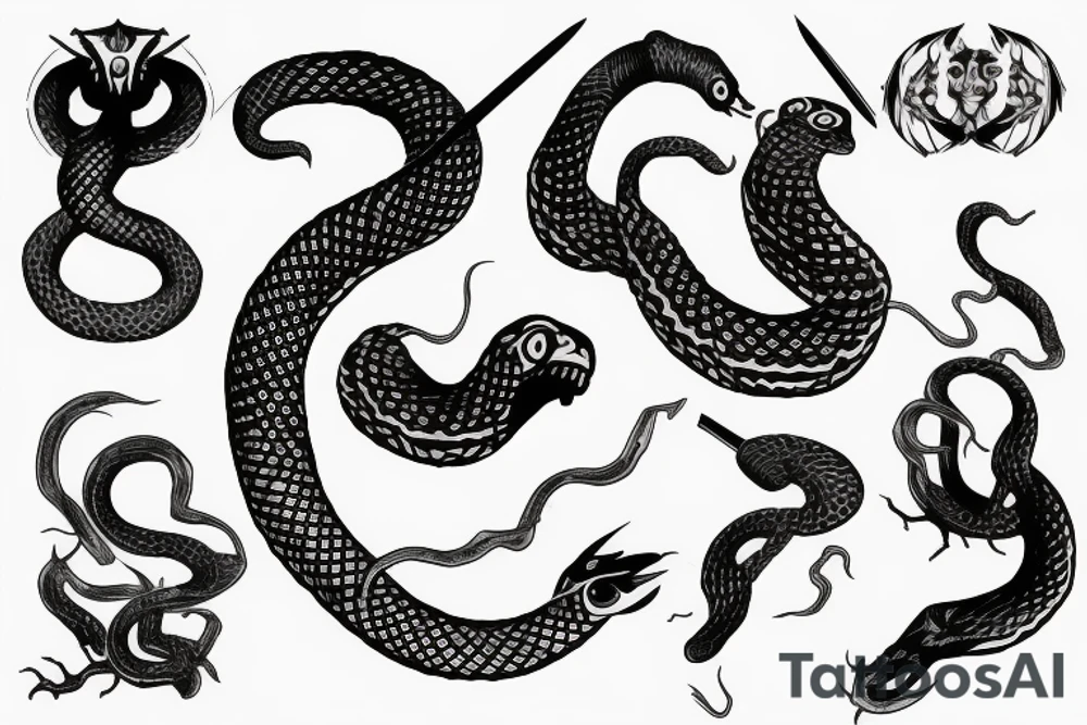 Snake, sword, white, death tattoo idea