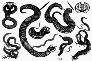 Snake, sword, white, death tattoo idea