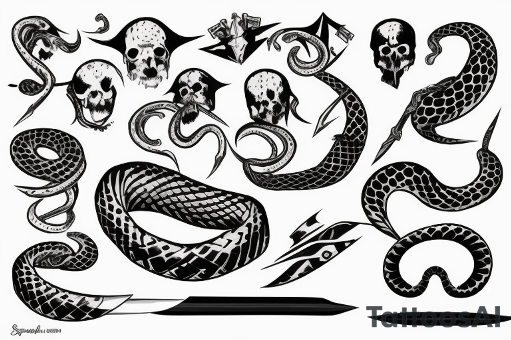 Snake, sword, white, death tattoo idea