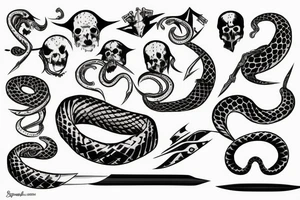 Snake, sword, white, death tattoo idea