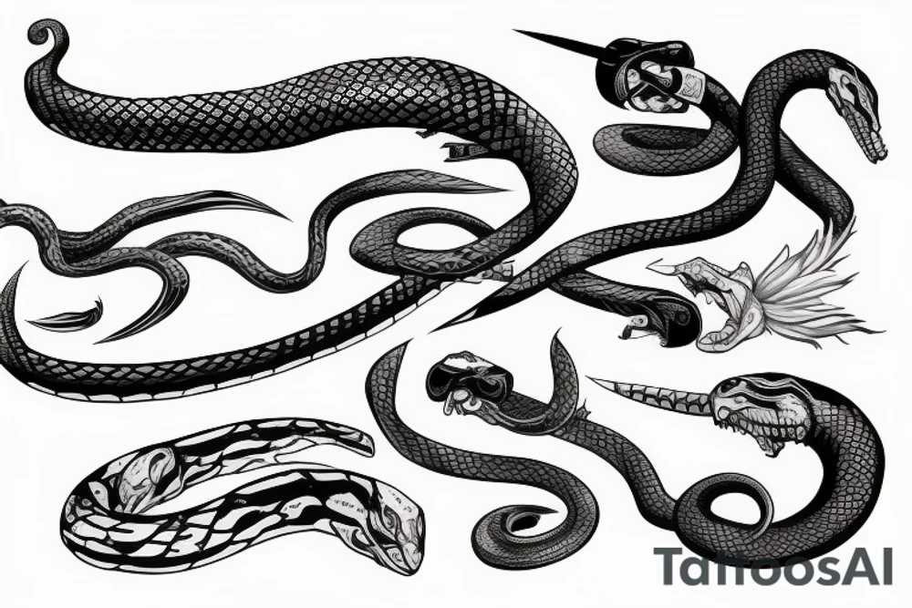 Snake, sword, white, death tattoo idea