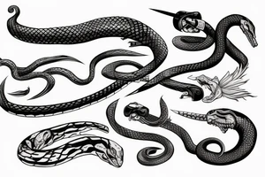 Snake, sword, white, death tattoo idea