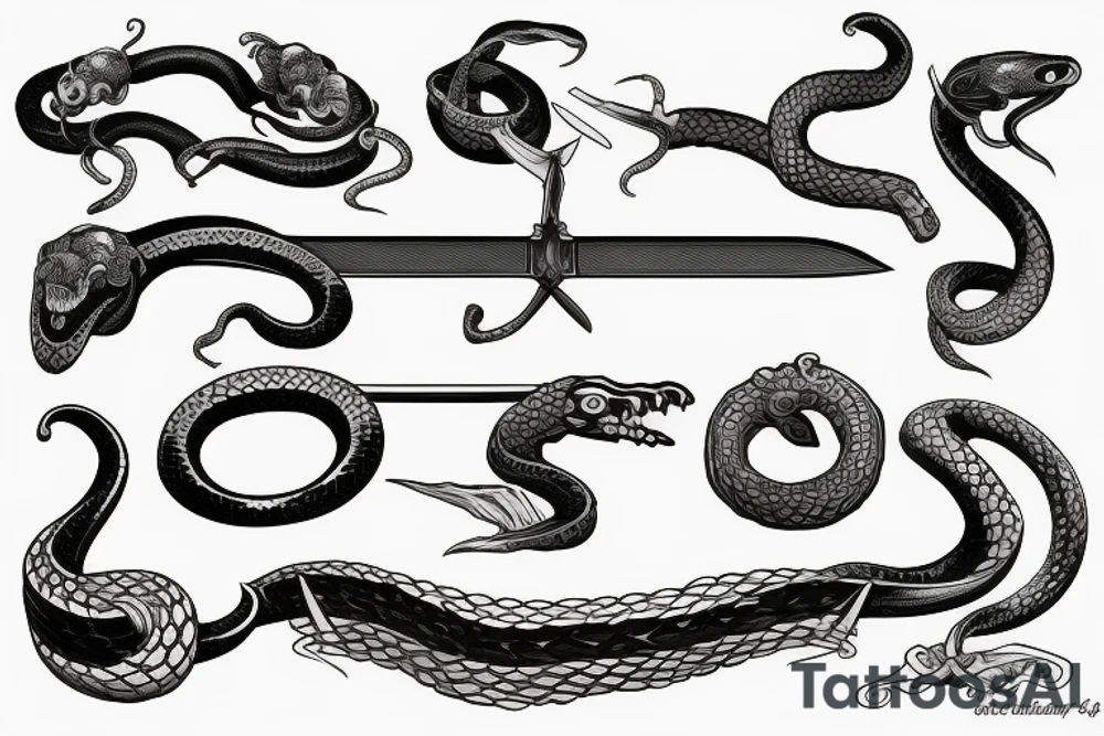 Snake, sword, white, death tattoo idea