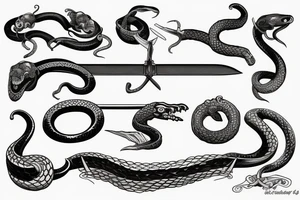 Snake, sword, white, death tattoo idea