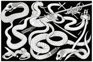 Snake, sword, white, death tattoo idea
