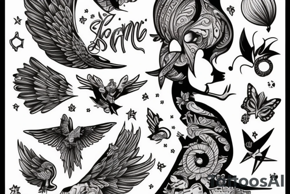 A girl learning to fly tattoo idea