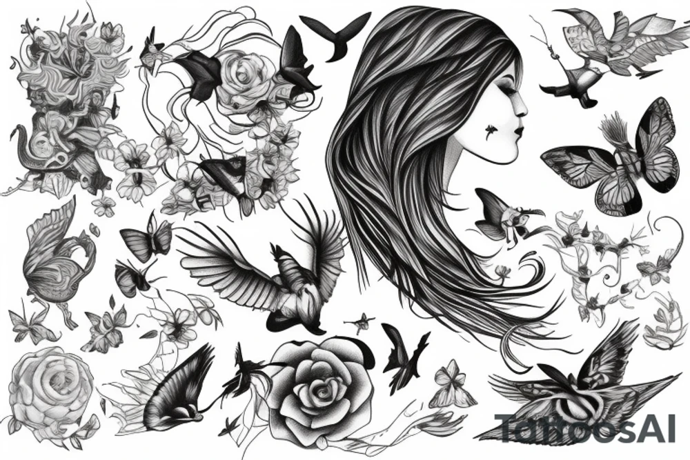 A girl learning to fly tattoo idea