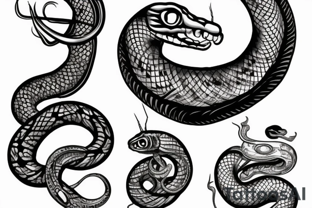 full arm, snake with roman numerals tattoo idea
