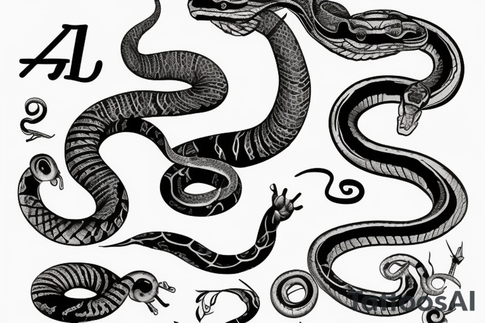 full arm, snake with roman numerals tattoo idea