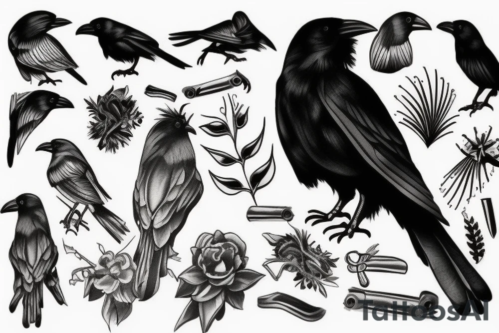 crow watching tattoo idea