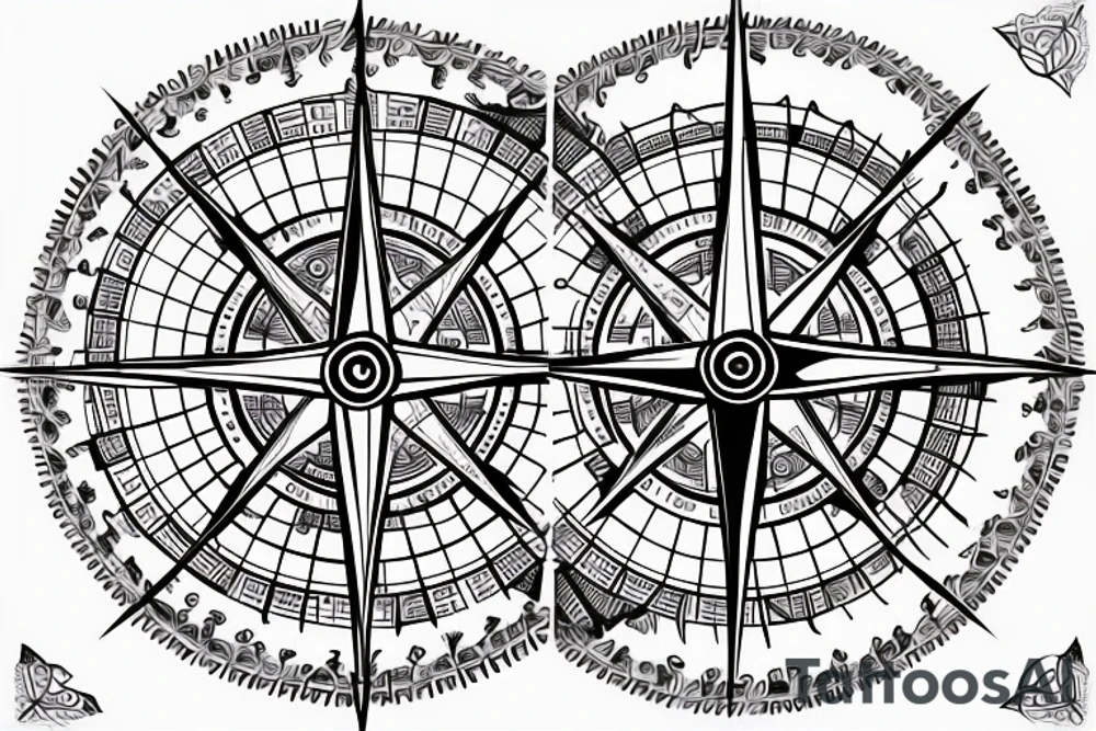 Compass with names Celso and Fatima tattoo idea