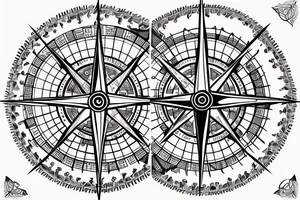 Compass with names Celso and Fatima tattoo idea