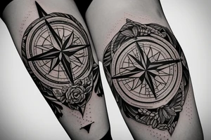 Compass with names Celso and Fatima tattoo idea