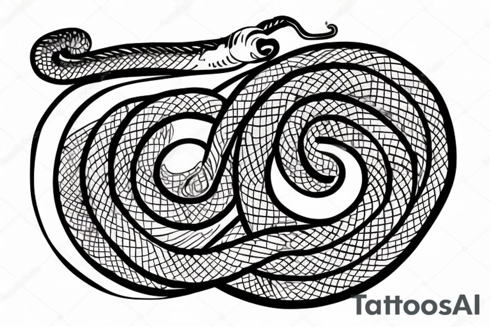 snake coiled arround clock with roman numeral inside tattoo idea