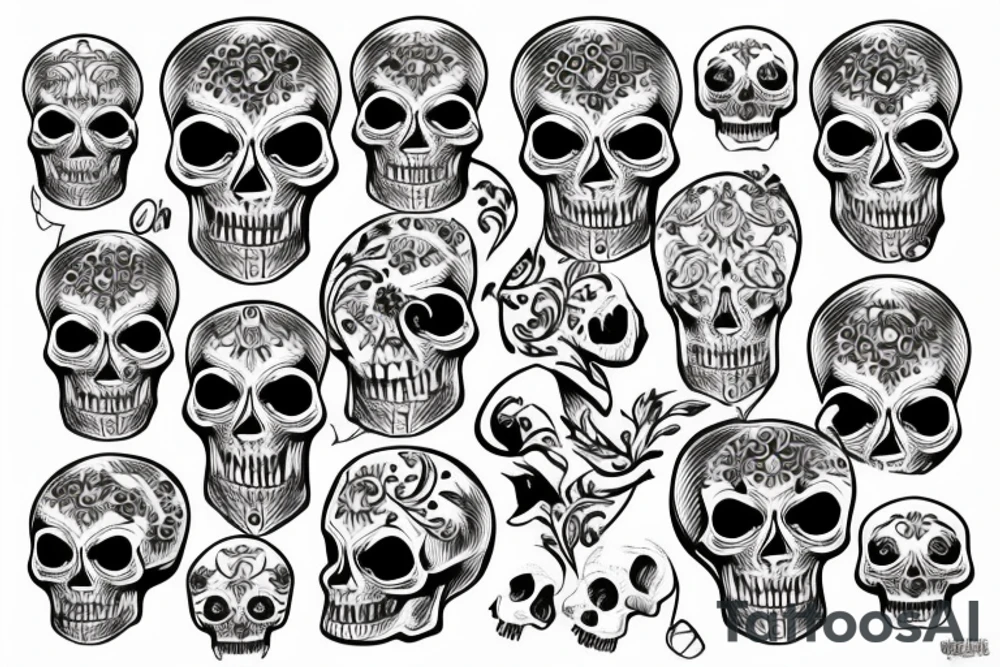 Skull with golden side tattoo idea