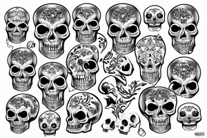 Skull with golden side tattoo idea
