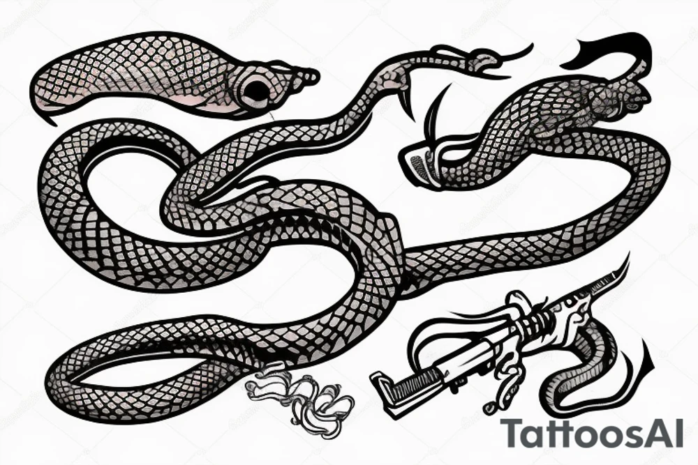 rattlesnake with gun tattoo idea