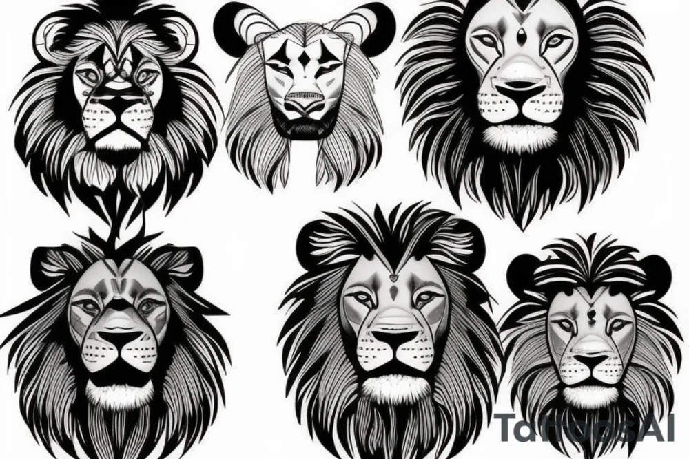 Lions face tattoo idea