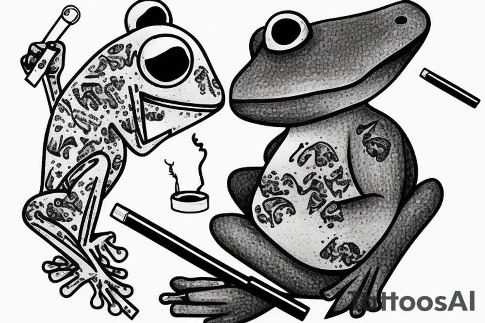 A frog sitting on a bench smoking a cigarette tattoo idea