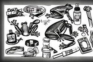 A frog sitting on a bench smoking a cigarette tattoo idea