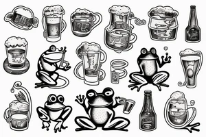 A frog drinking a beer tattoo idea