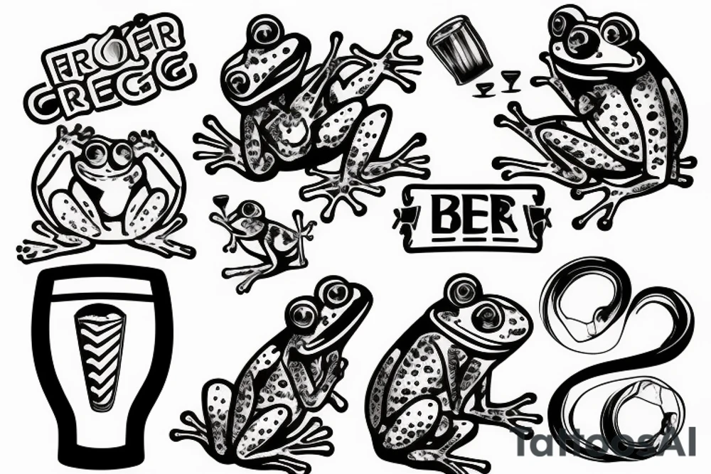 A frog drinking a beer tattoo idea