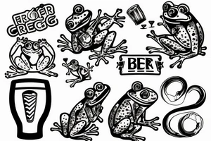 A frog drinking a beer tattoo idea