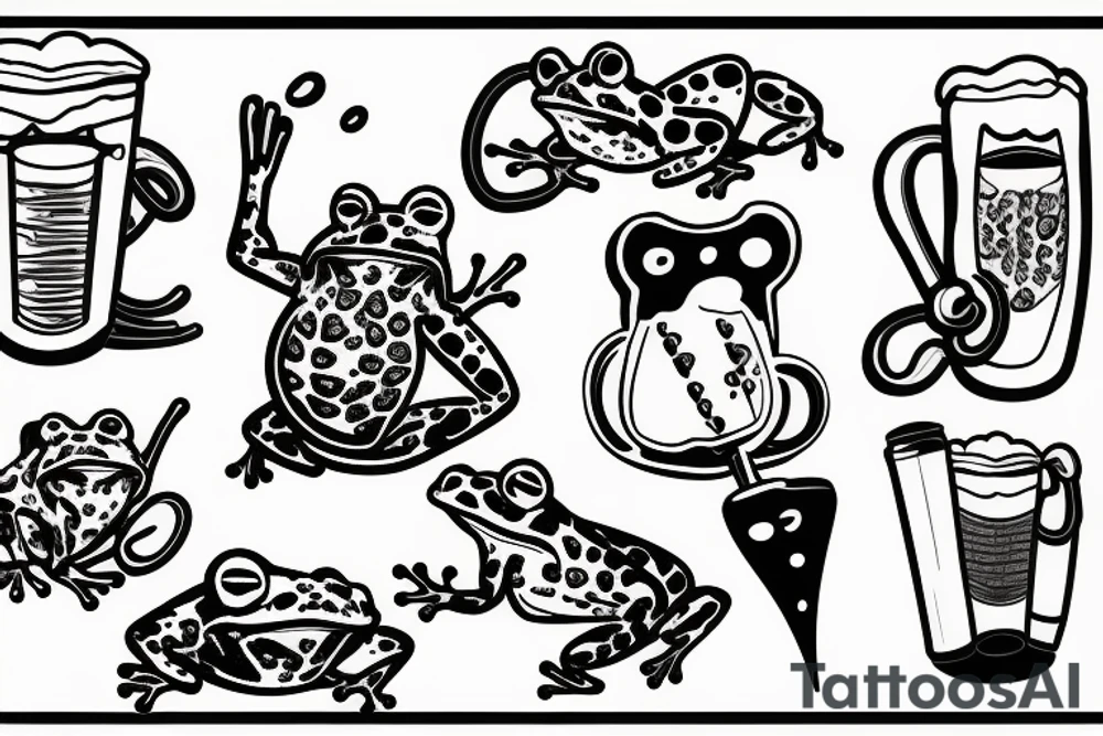 A frog drinking a beer tattoo idea
