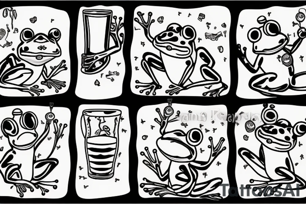 A frog drinking a beer tattoo idea
