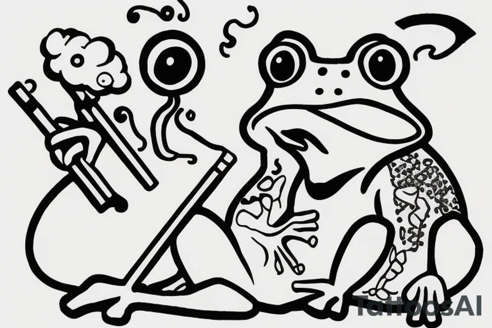 A frog smoking a cigarette tattoo idea