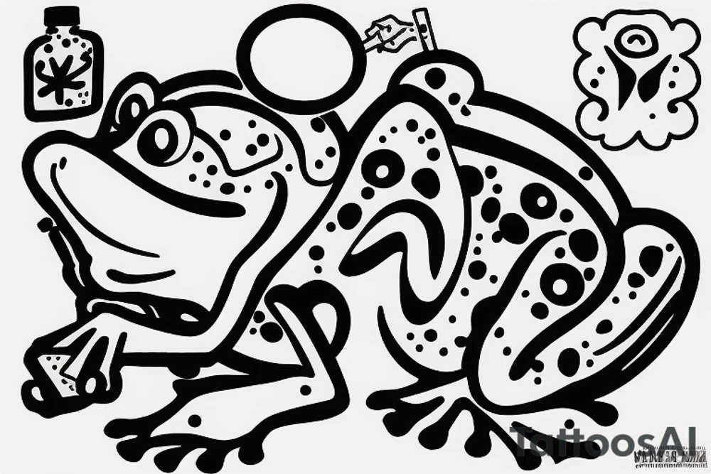 A frog smoking a cigarette tattoo idea