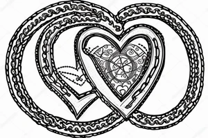 human heart in a  chain circle tattoo idea