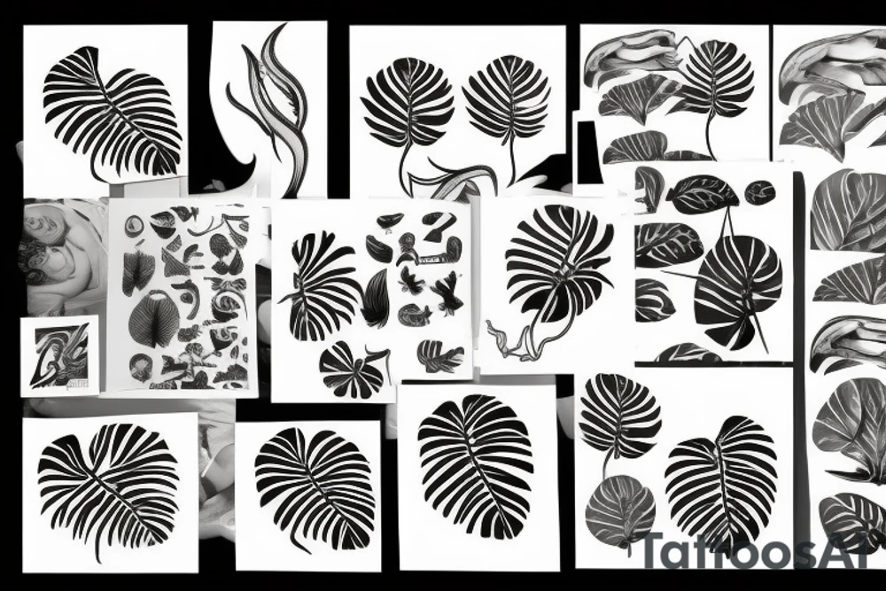 monstera leaves tattoo idea