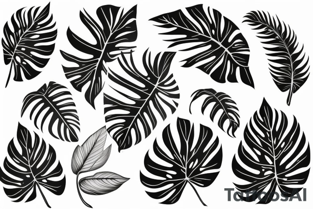monstera leaves tattoo idea