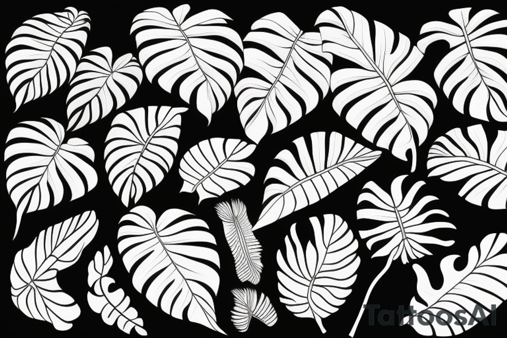 monstera leaves tattoo idea