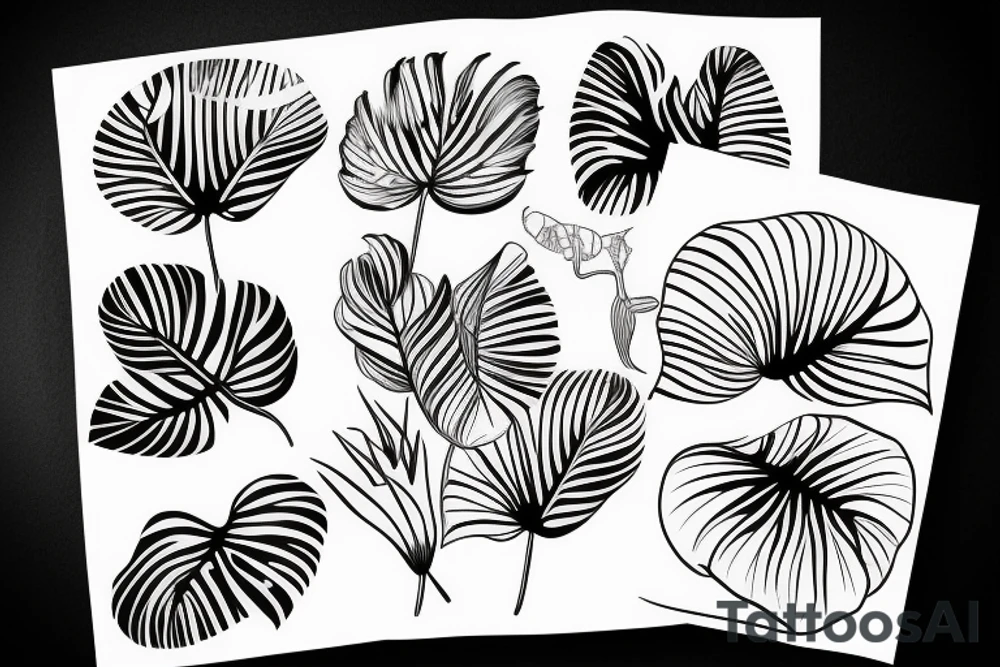 monstera leaves tattoo idea