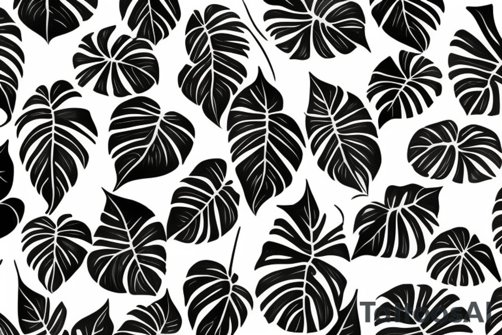 monstera leaves tattoo idea