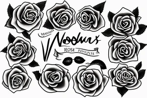 The name Nogales written in cursive writing with a rose or roses around it tattoo idea