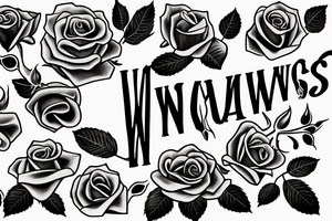 The word Nogales written across the chest with a rose and stem incorporated in it tattoo idea