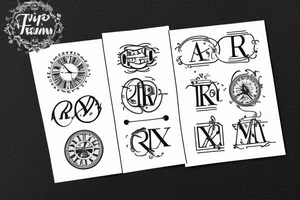 simple script, times new roman, "A R", and connected on top by the roman numeral 2 tattoo idea